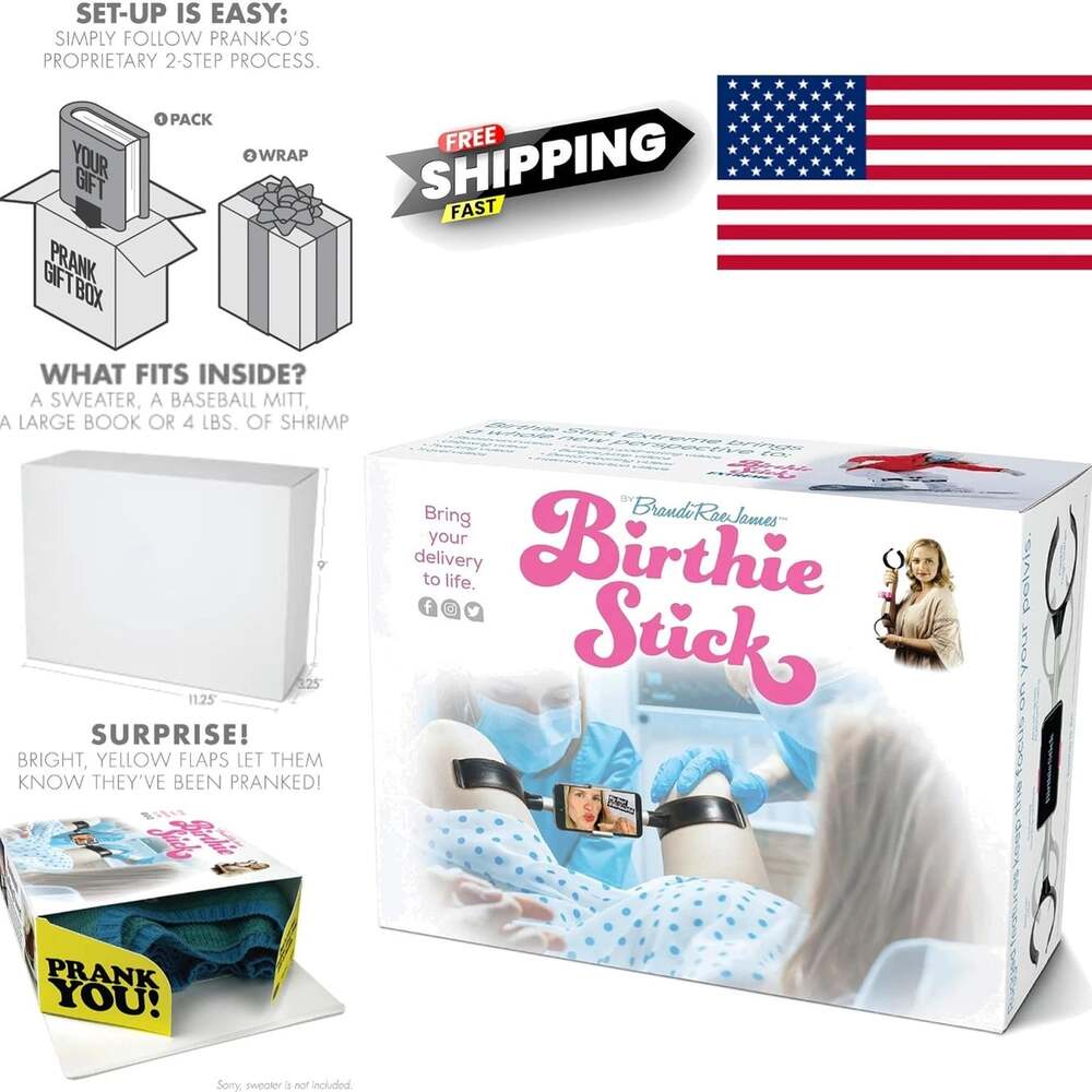 "Birthie Stick" Prank Gift Box Fake Packaging Present for Baby Shower/New Parent